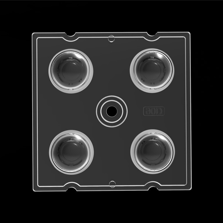 50*50mm 90 βαθμός 4 σε 1 φακό φωτός LED Υλικό PC για φωτισμό πλημμύρας SMD7070/ 5050/4*3030 LED