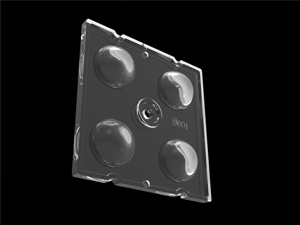 50*50mm 90 βαθμός 4 σε 1 φακό φωτός LED Υλικό PC για φωτισμό πλημμύρας SMD7070/ 5050/4*3030 LED